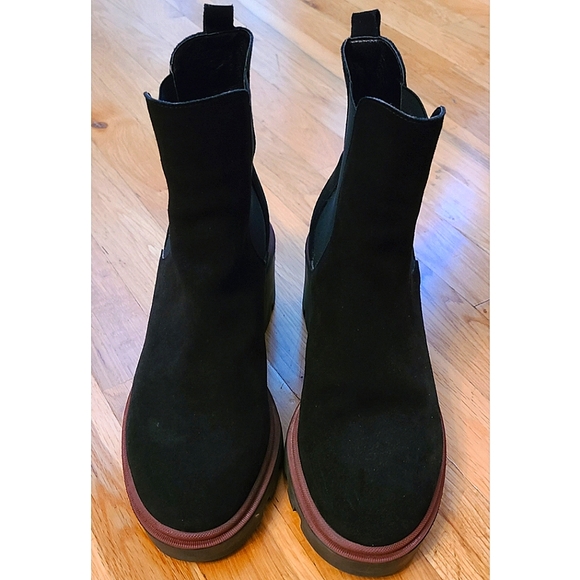 Antonio de Faria Black Suede Leather Chunky Chelsea Boots Size 8 - Picture 3 of 12